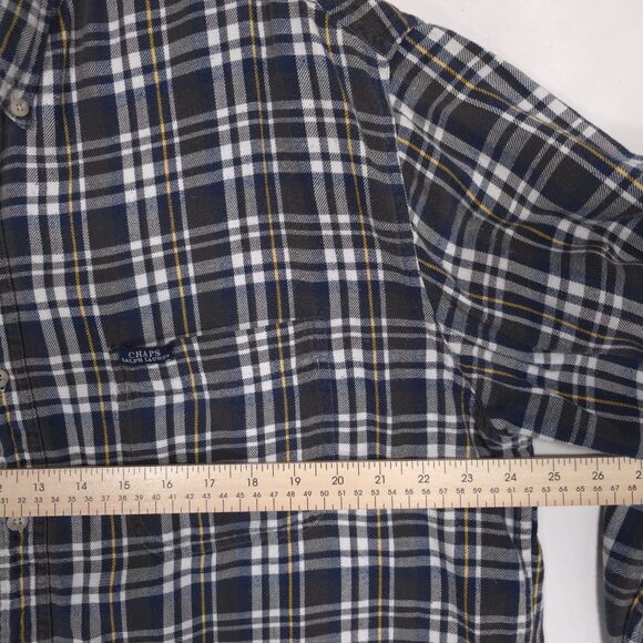 Vintage CHAPS RALPH LAUREN Plaid Shirt XL Flannel Cotton Navy Blue Men’s 234746 - Picture 4 of 9
